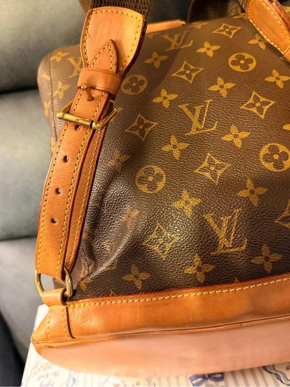 Louis Vuitton GM Brown Monogram Canvas Backpack with Tan Trim - Picture 9 of 17